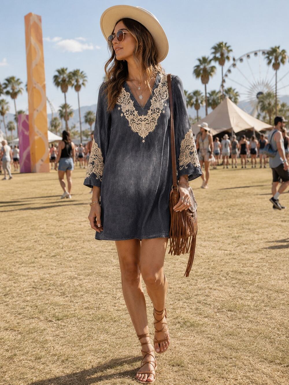 Johnny Was Jade Neema Embroidered Tunic Dress XS Boho Lace